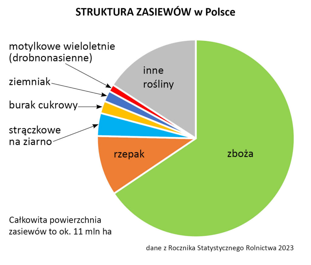 struktura zasiewów na wykresie kołowym